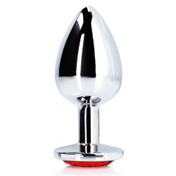 Ouch! Bijou anal Round Gem M 7 x 3.3 cm Argenté-Rouge